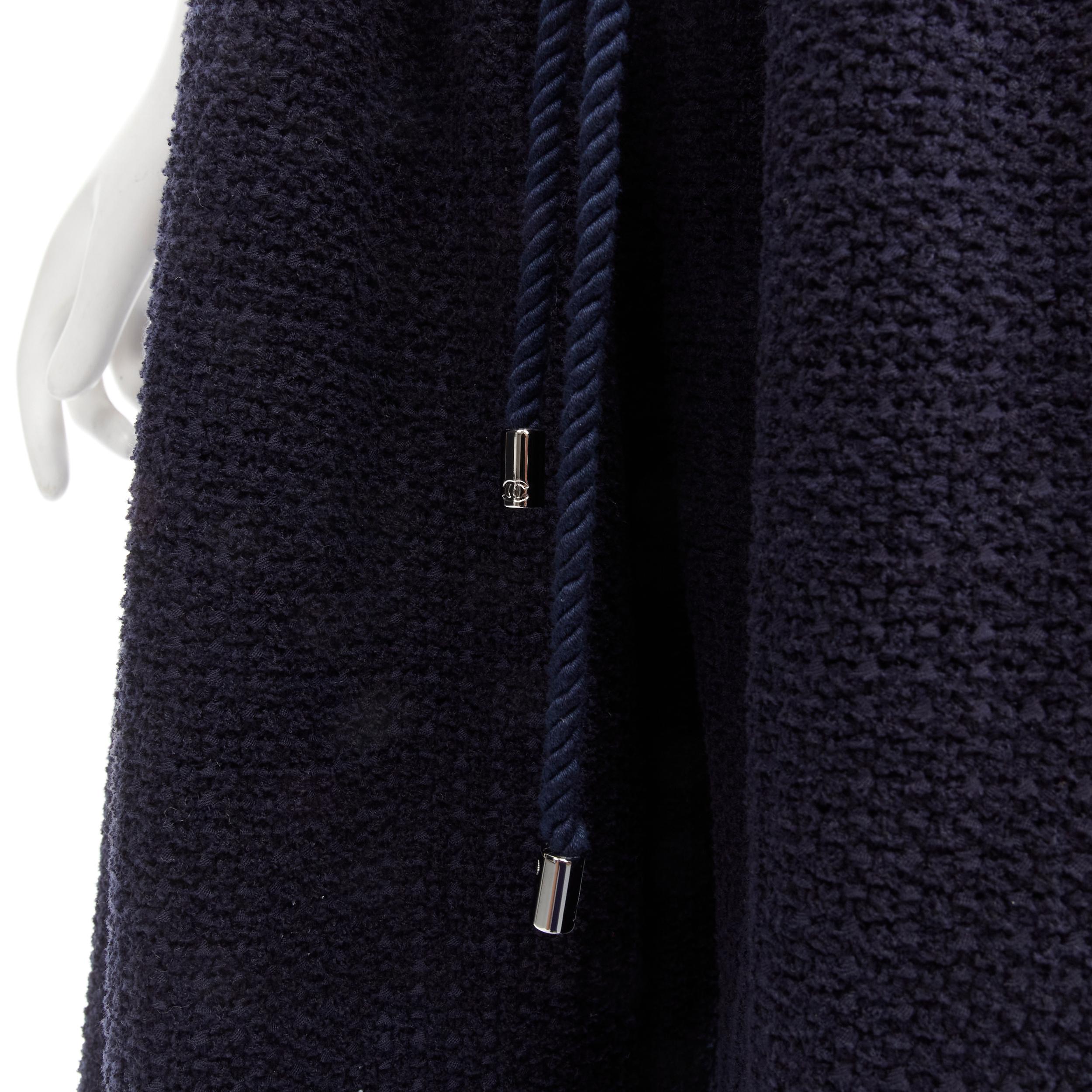 CHANEL nautical navy tweed rope tie drawstring waist wide leg pants FR42 L 3