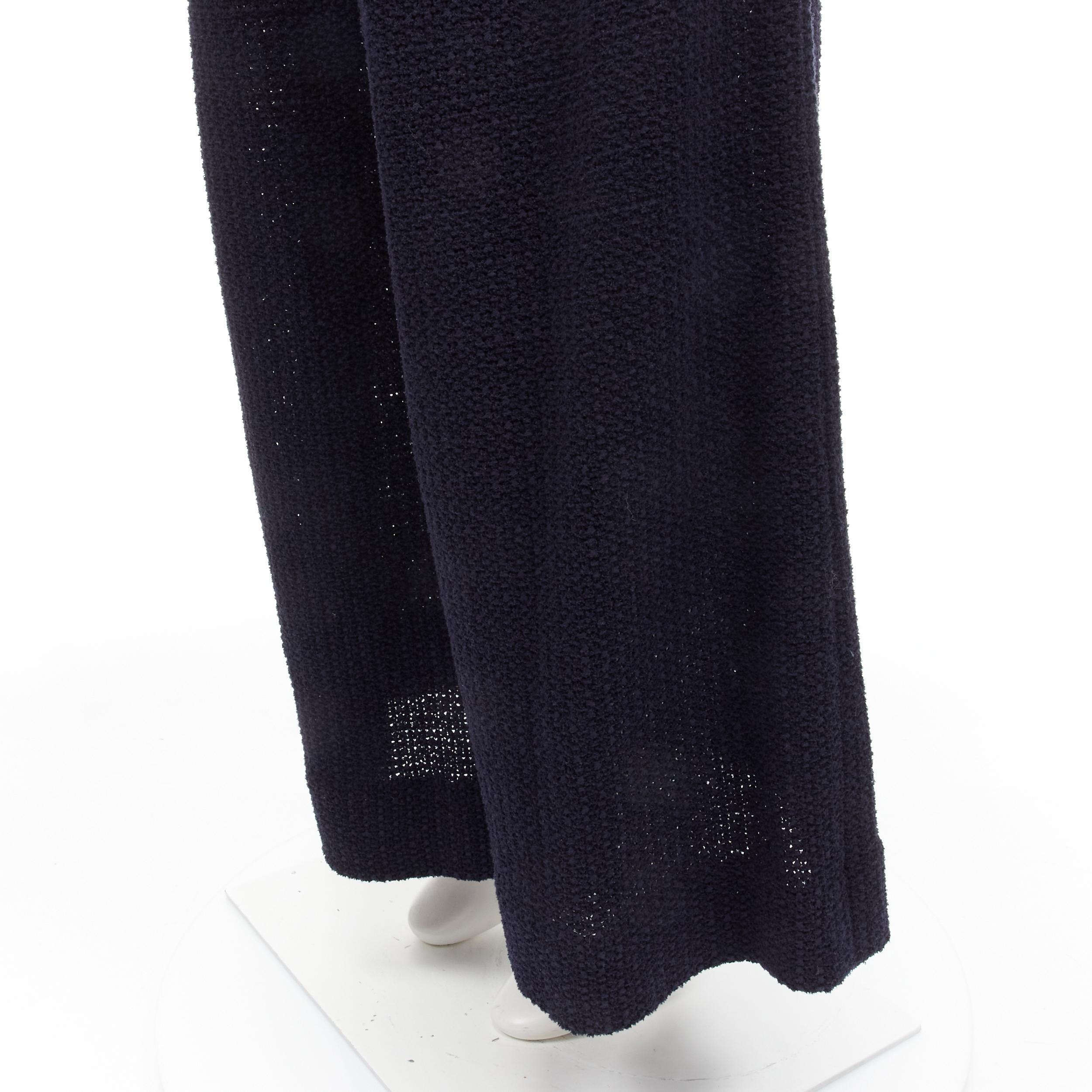 CHANEL nautical navy tweed rope tie drawstring waist wide leg pants FR42 L 4