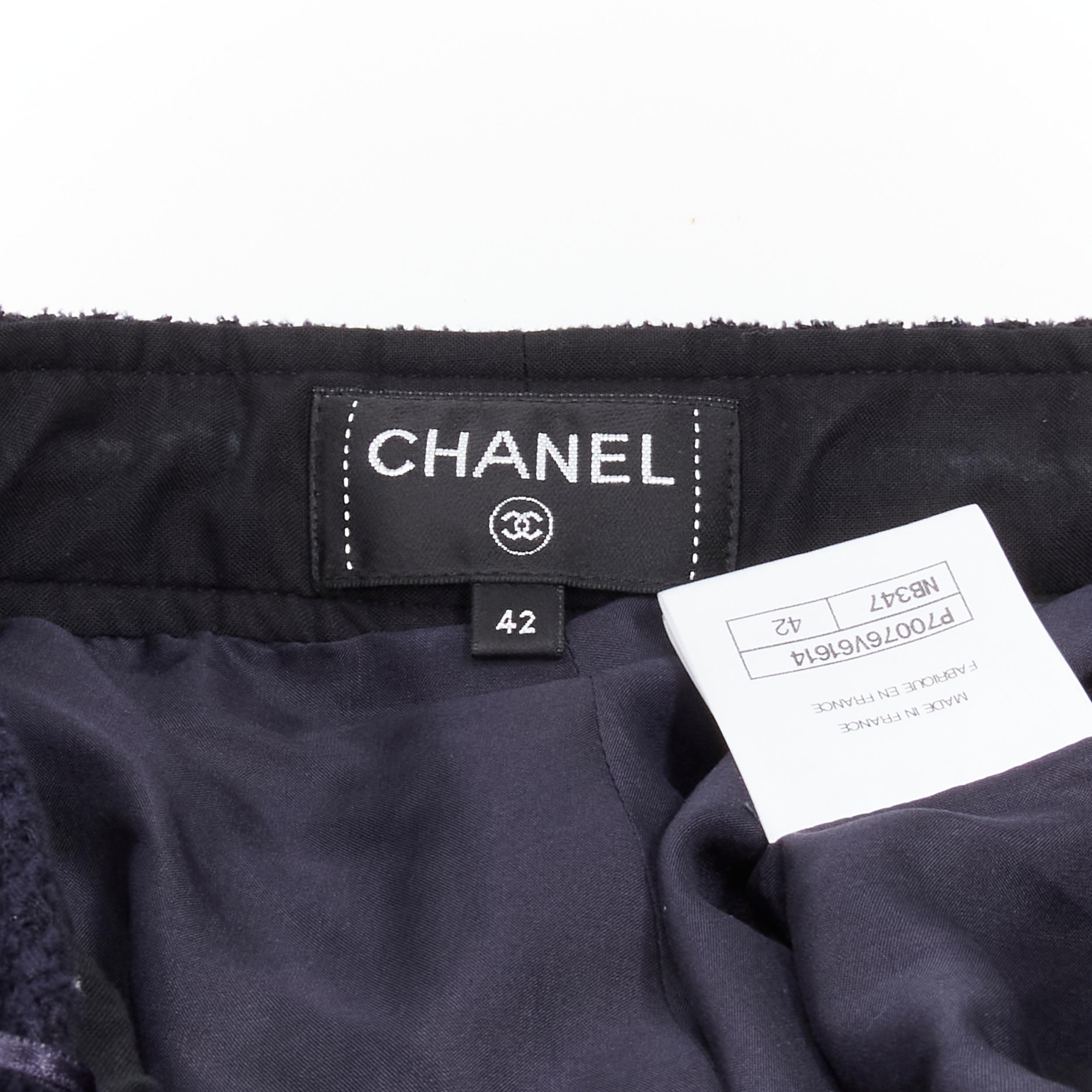 CHANEL nautical navy tweed rope tie drawstring waist wide leg pants FR42 L 5
