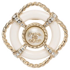 Used Chanel Nautical Pearl Light Gold Brooch