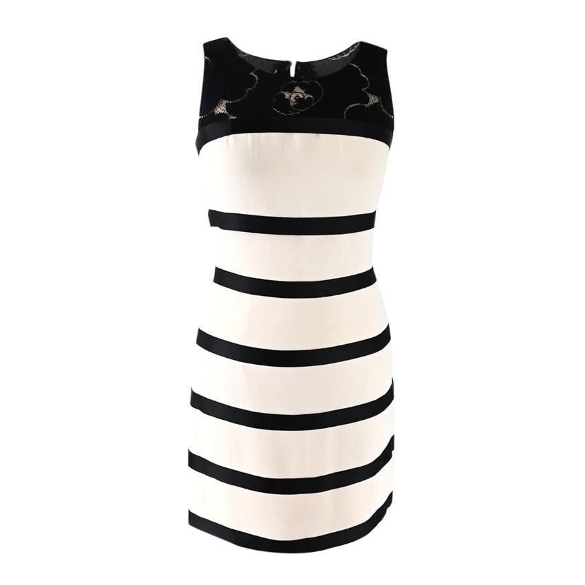 Chanel Nautical Striped Silk & Lace Shift Dress - US 2