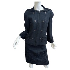 Chanel Navy 2 Piece Suit/Jacket Size 40/Skirt Size 42
