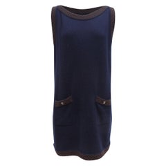 Chanel Navy and Brown Cashmere Sleeveless Dress