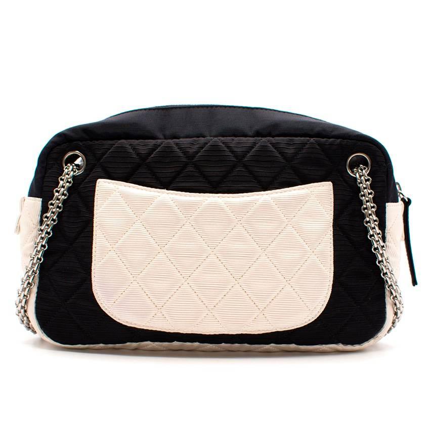 Black Chanel Navy and White Camera Bag For Sale
