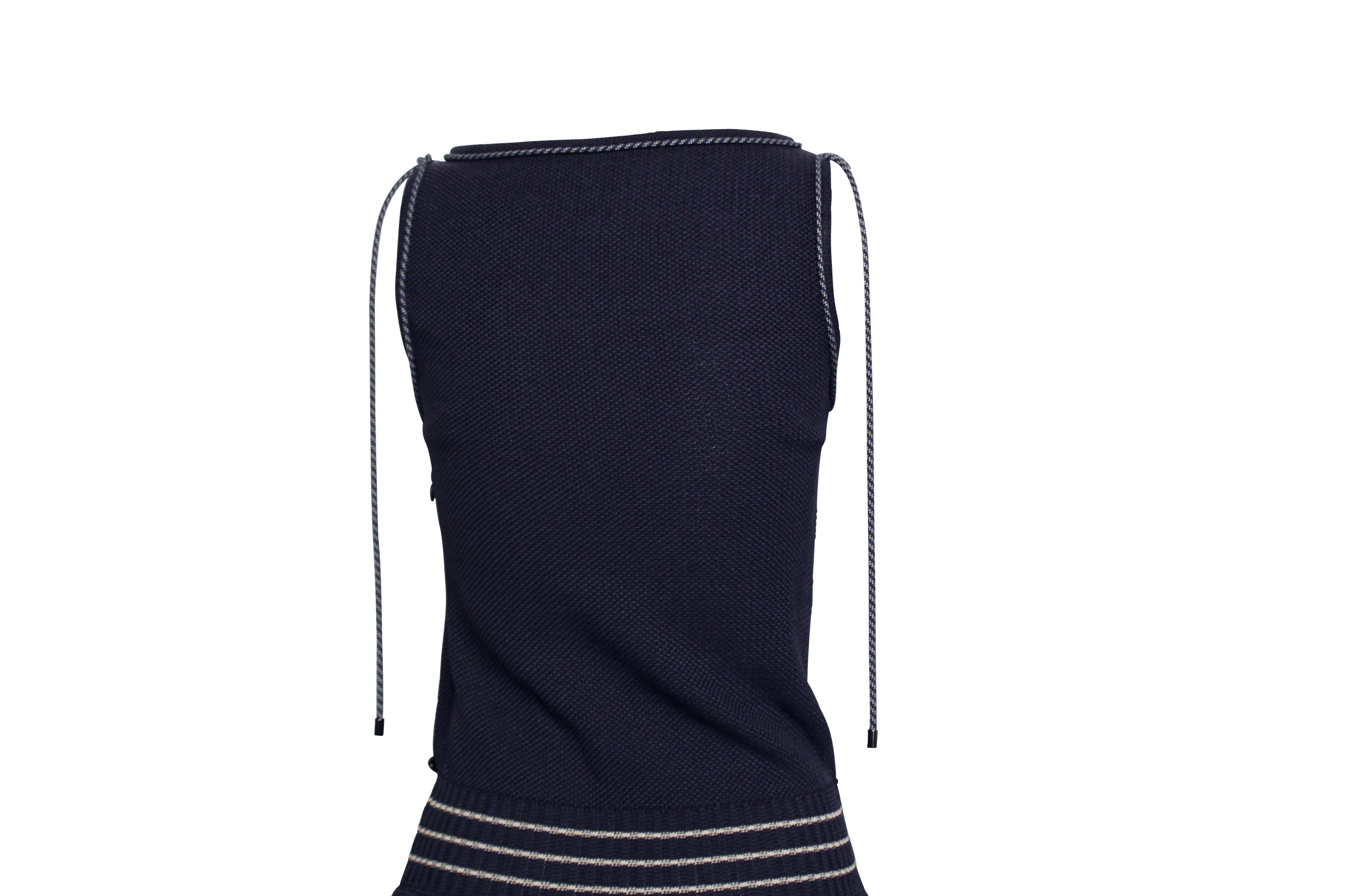 CHANEL Navy and White Mini Dress For Sale 1