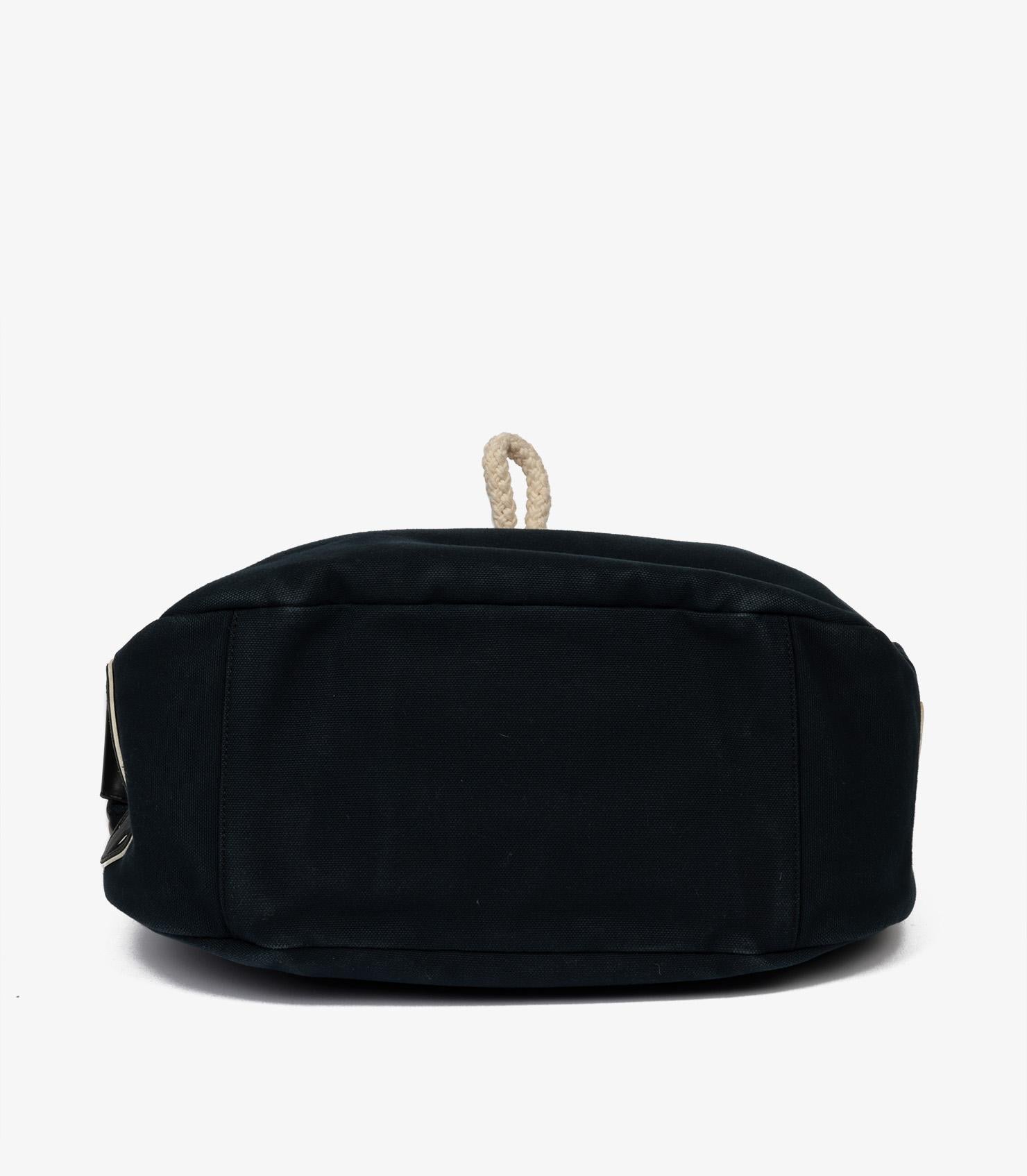 Chanel Navy, Beige Canvas & Black Quilted Lambskin Cruise Timeless Hobo Bag For Sale 3