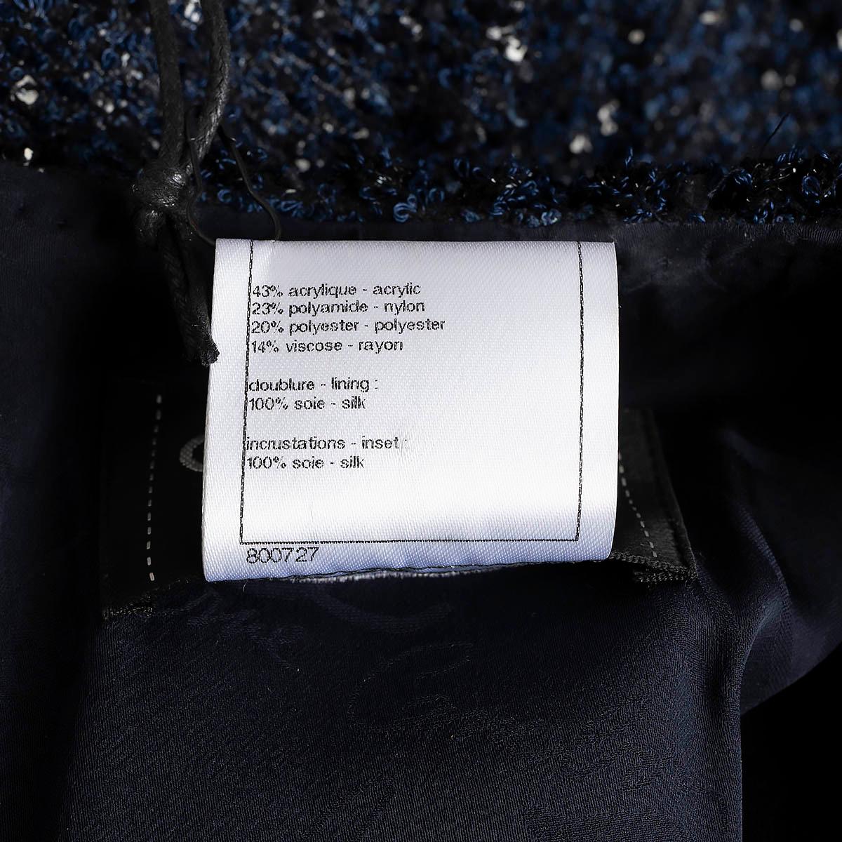 CHANEL navy & black 2012 12P PANELLED TWEED Dress 38 S For Sale 5