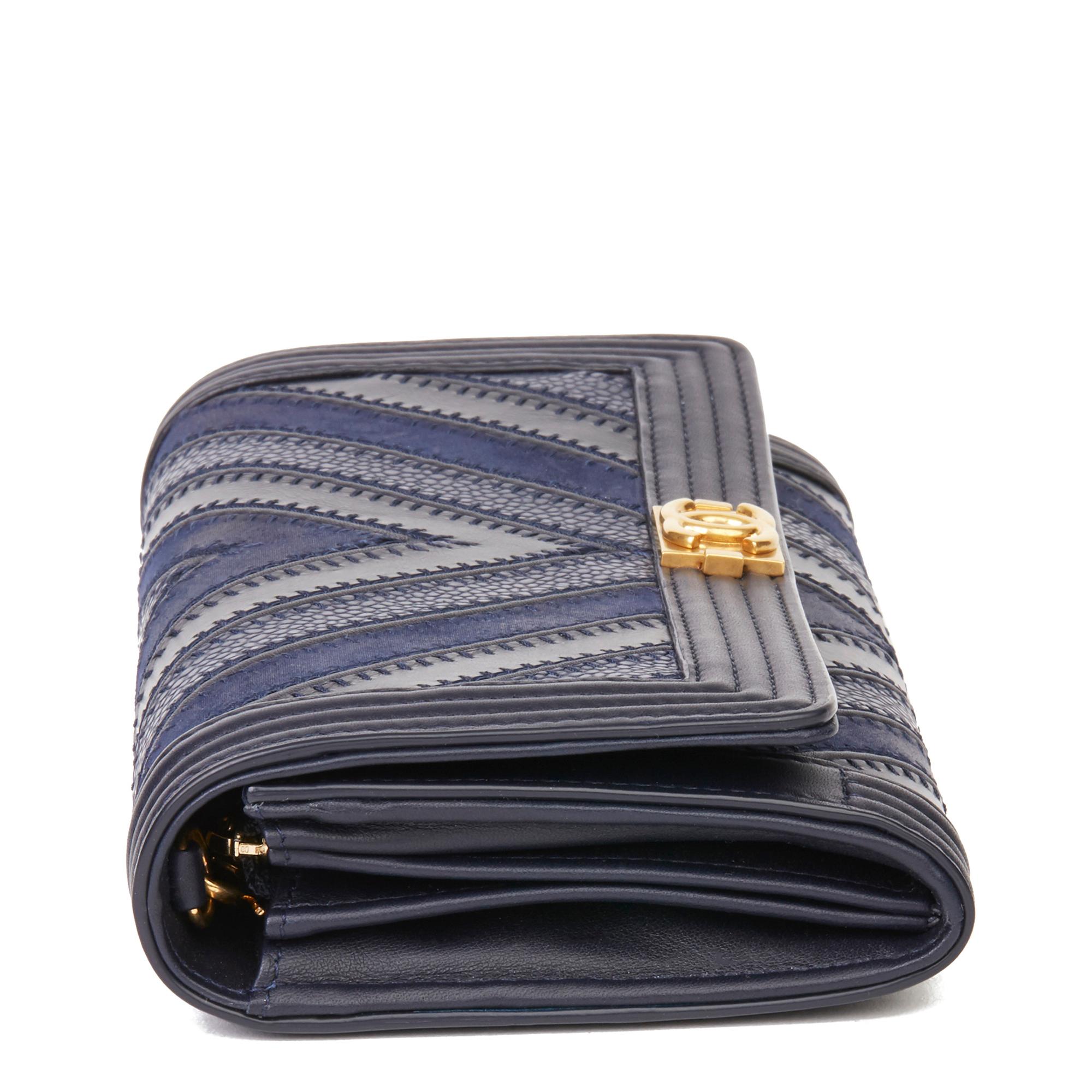 CHANEL
Navy, Black Chevron Quilted, Calfskin, Lambskin & Caviar Leather Le Boy Wallet-on-Chain WOC

Xupes Reference: HB3375
Serial Number: 22560565
Age (Circa): 2016
Accompanied By: Chanel Dust Bag, Box, Authenticity Card, Care Booklet, Protective