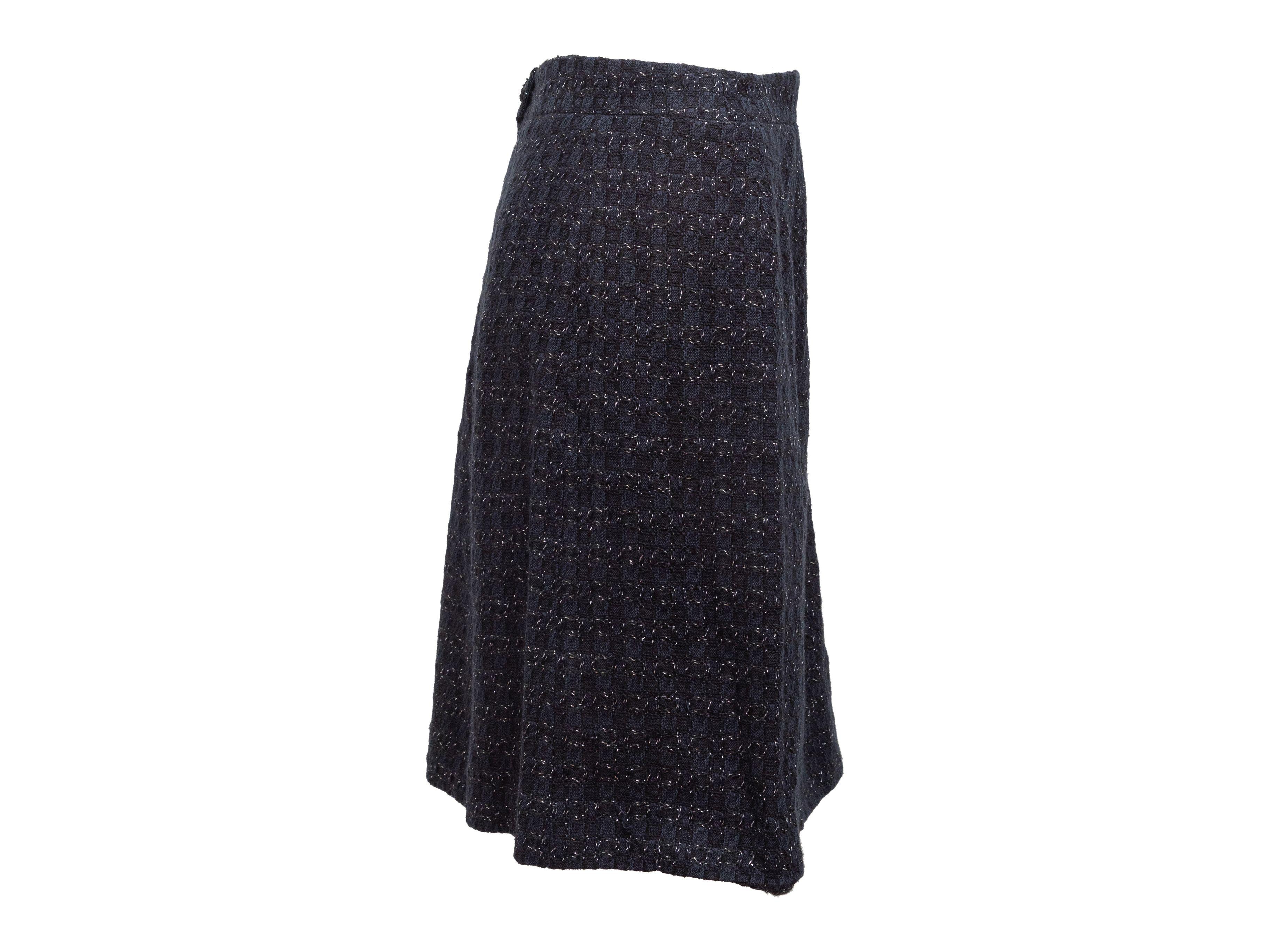 Chanel Navy & Black Fall 2007 Metallic Tweed Skirt 1