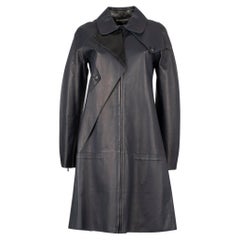 Chanel Navy & Black Leather Trench With Zip 38 FR