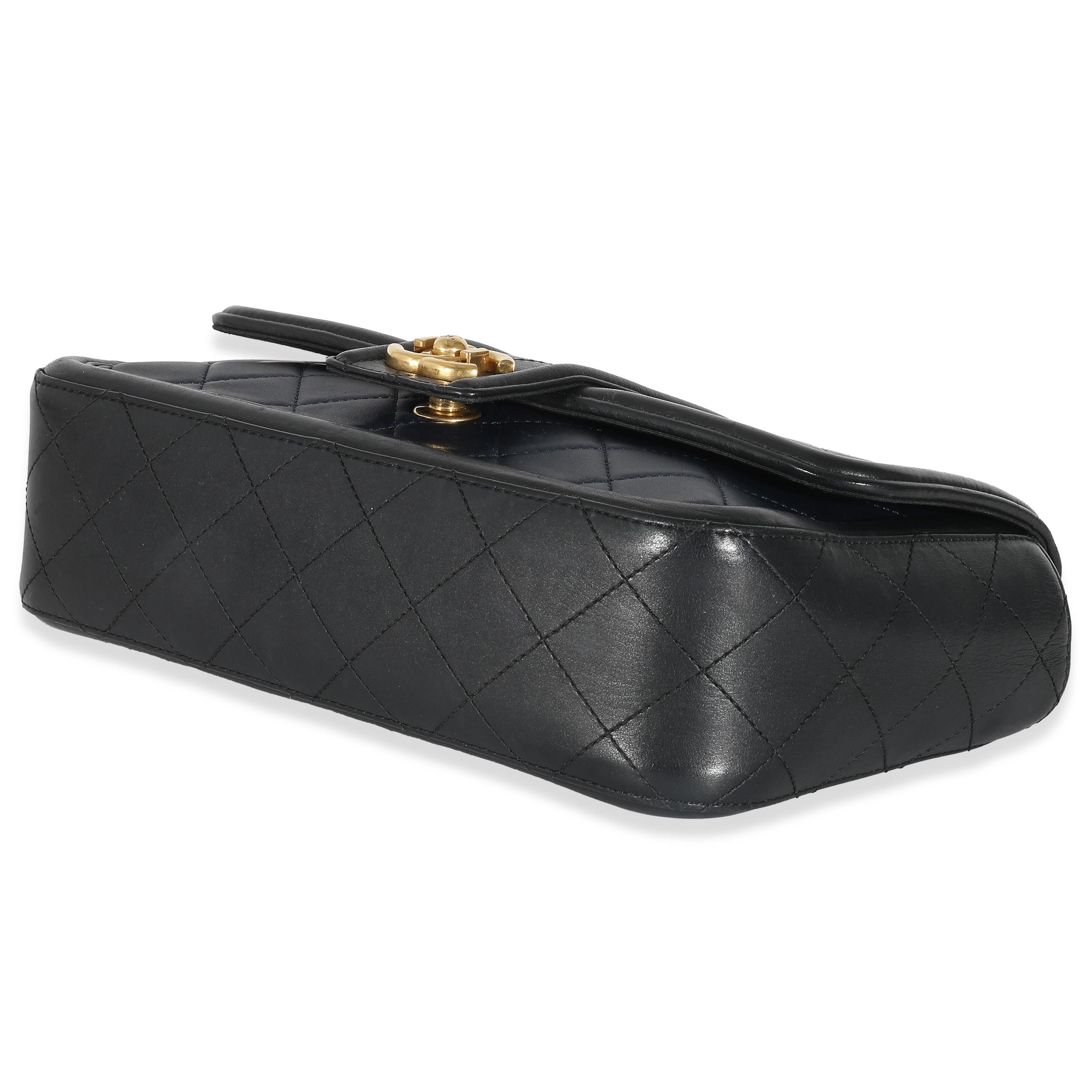 Chanel Navy Black Quilted Lambskin Medium Elegant CC Flap Bag For Sale 2
