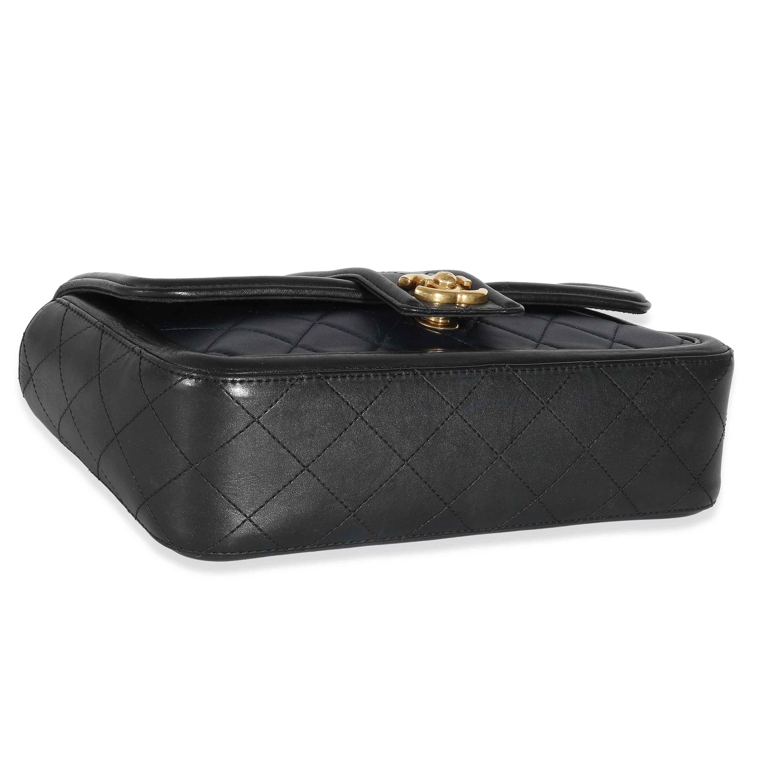 Chanel Navy Black Quilted Lambskin Medium Elegant CC Flap Bag For Sale 3