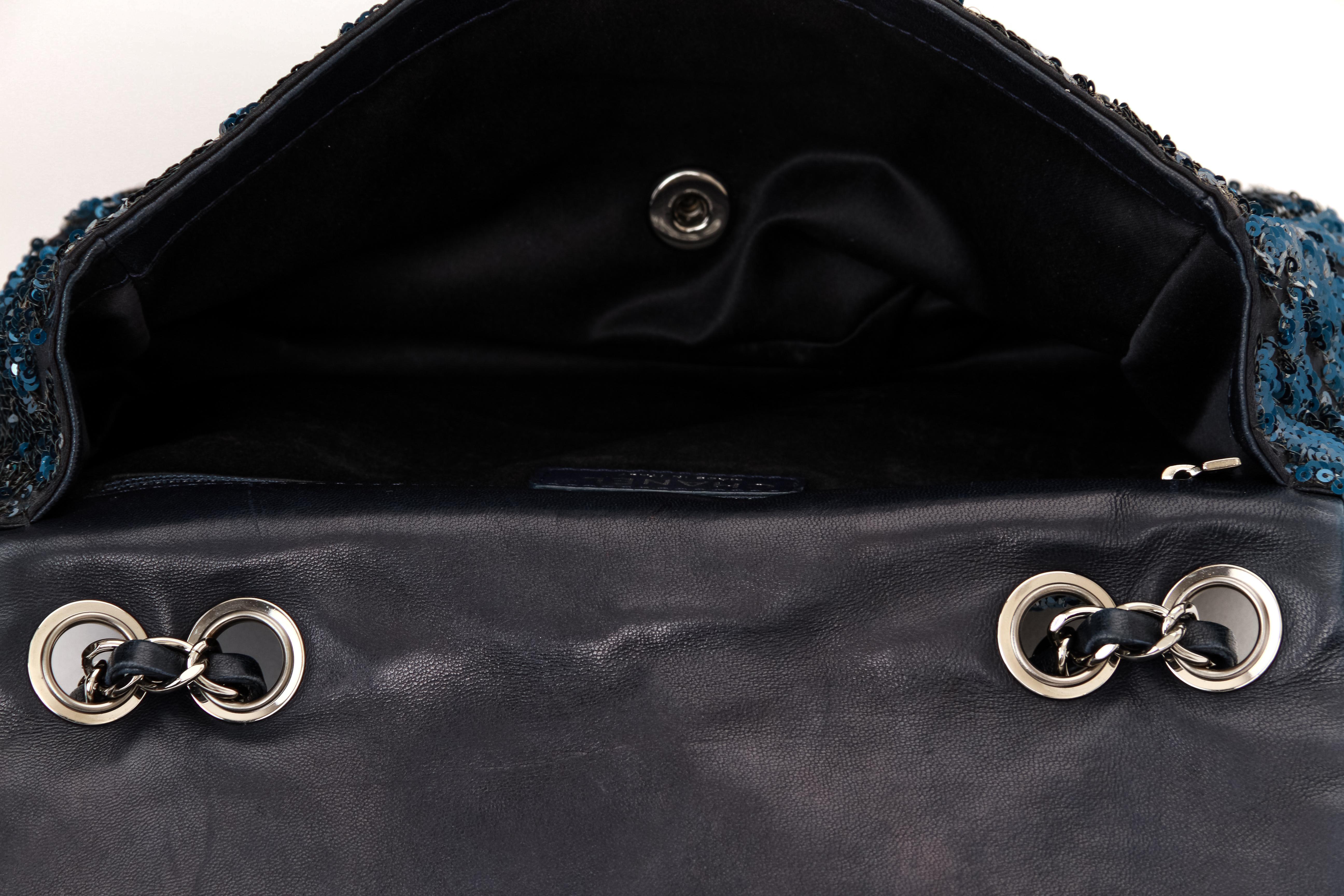 Women's Chanel Navy & Black Sequin Evening Bag