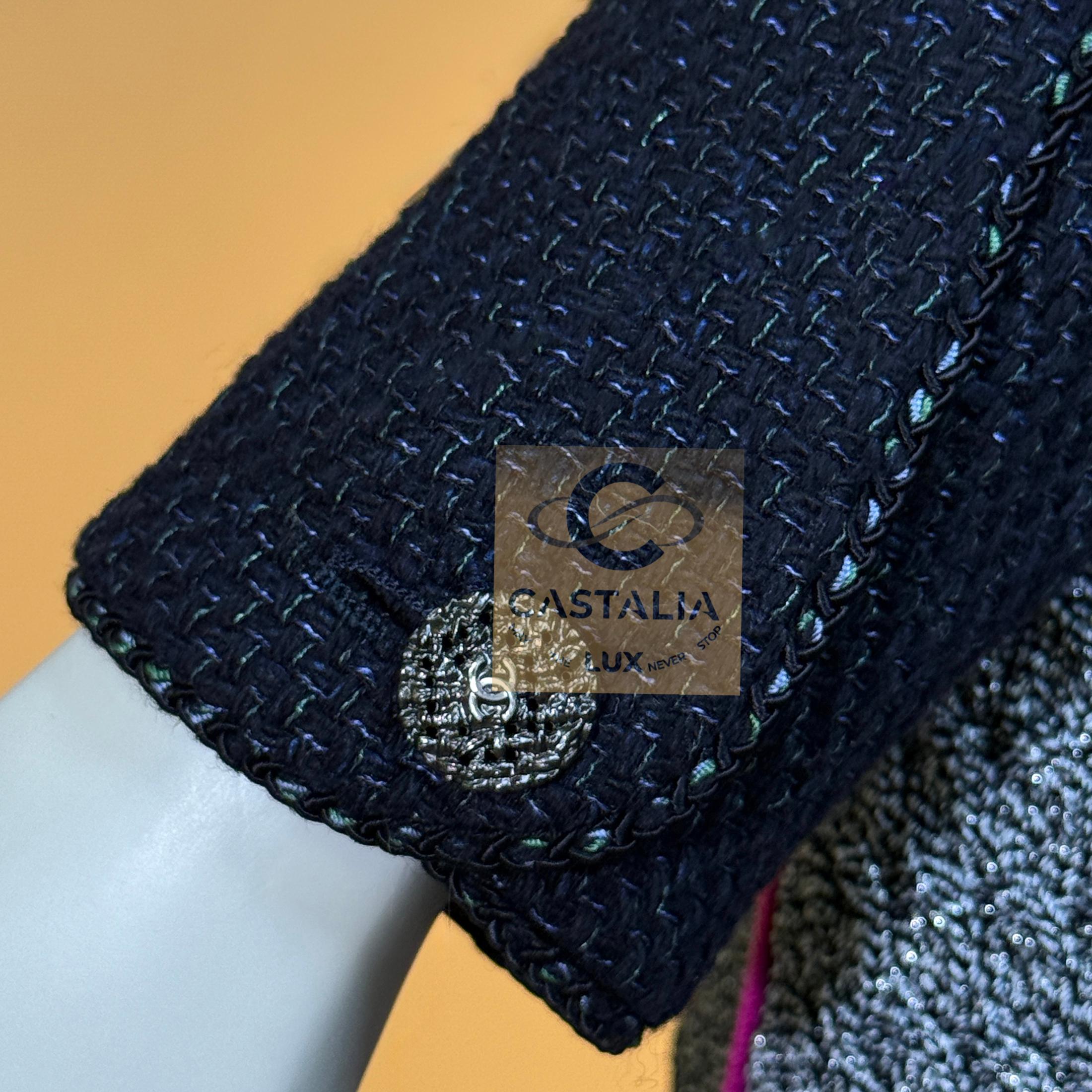 Chanel Giacca in tweed Lesage nera e blu, 38 FR in vendita 5