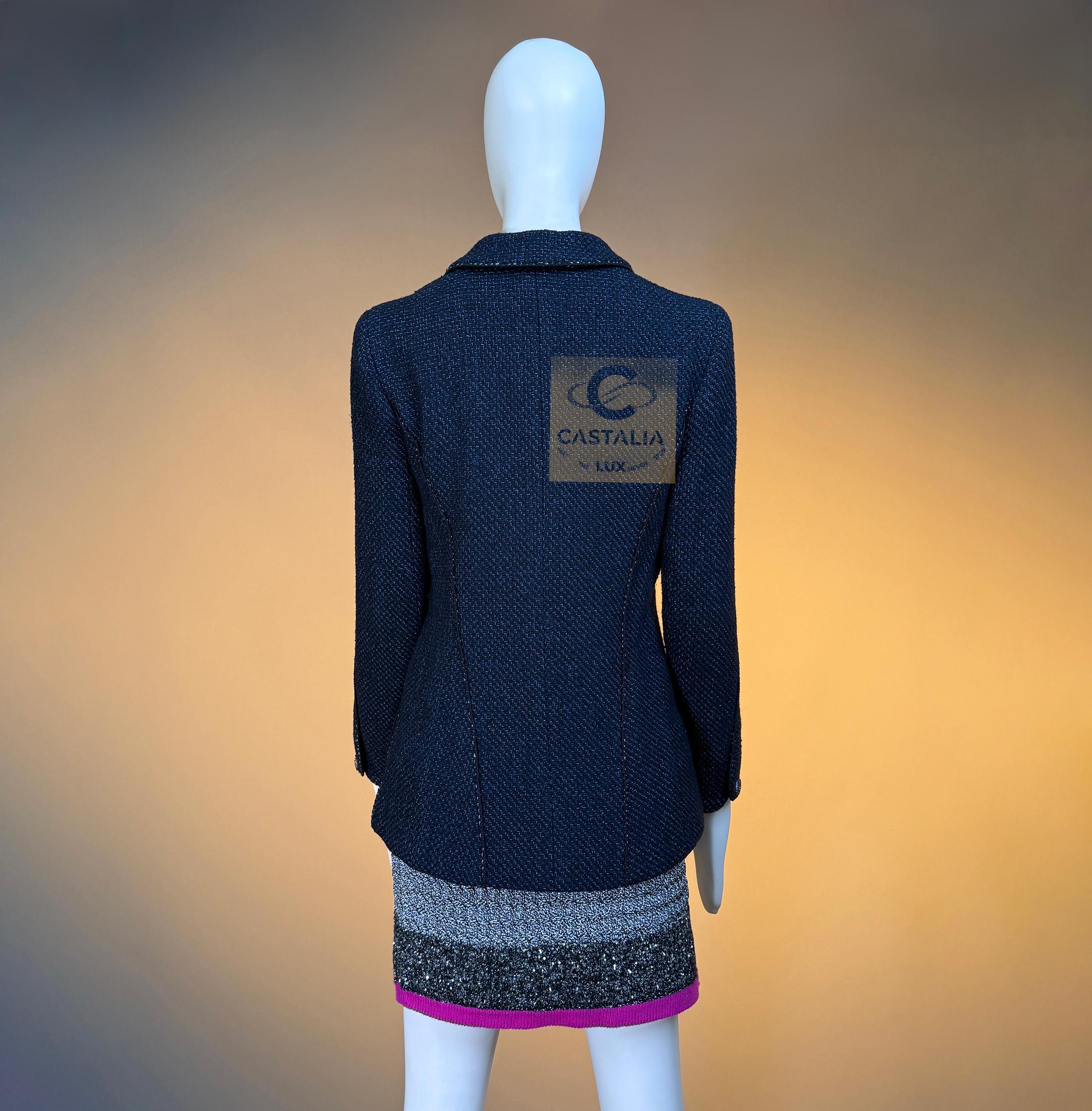 Chanel Giacca in tweed Lesage nera e blu, 38 FR in vendita 6