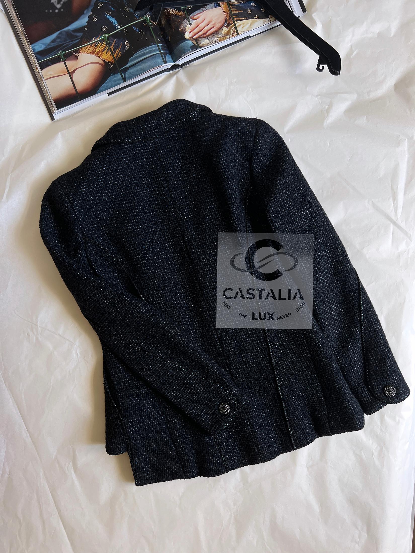 Chanel Giacca in tweed Lesage nera e blu navy 38 FR in vendita 7