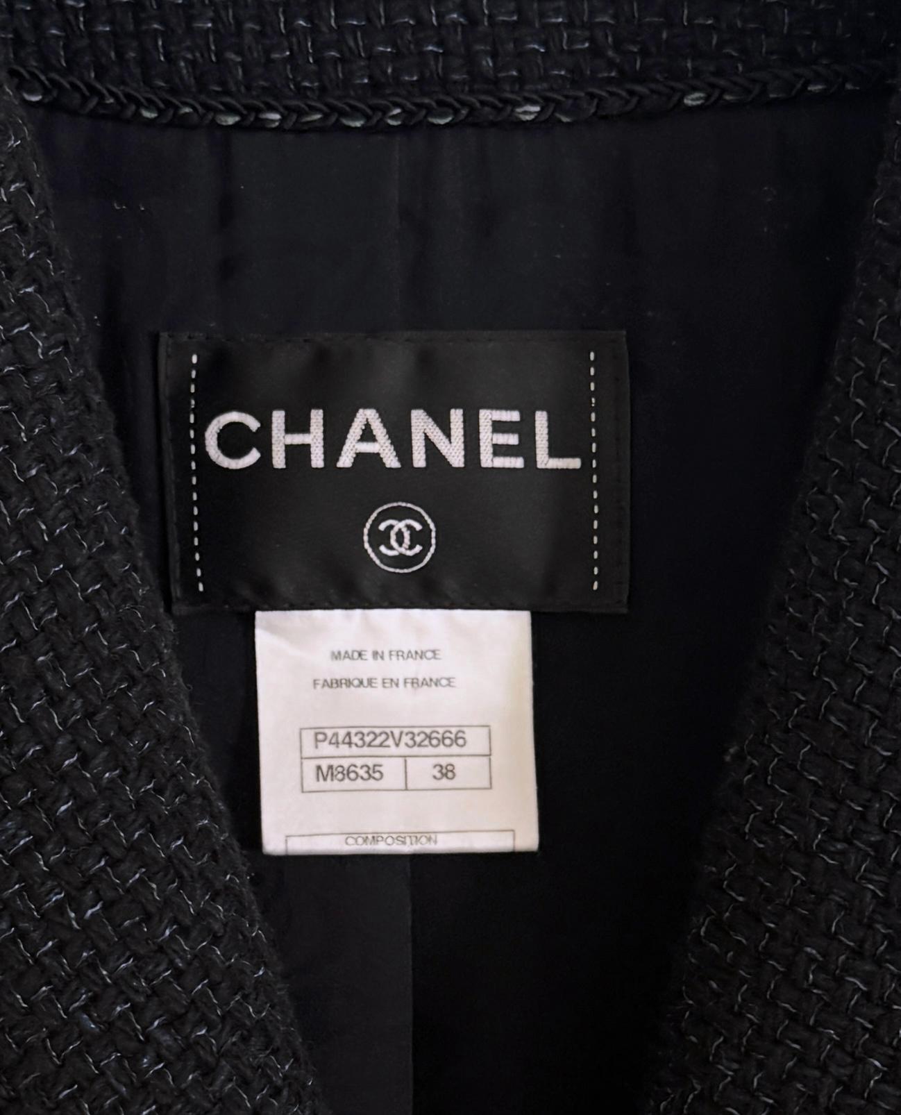 Chanel Giacca in tweed Lesage nera e blu navy 38 FR in vendita 9
