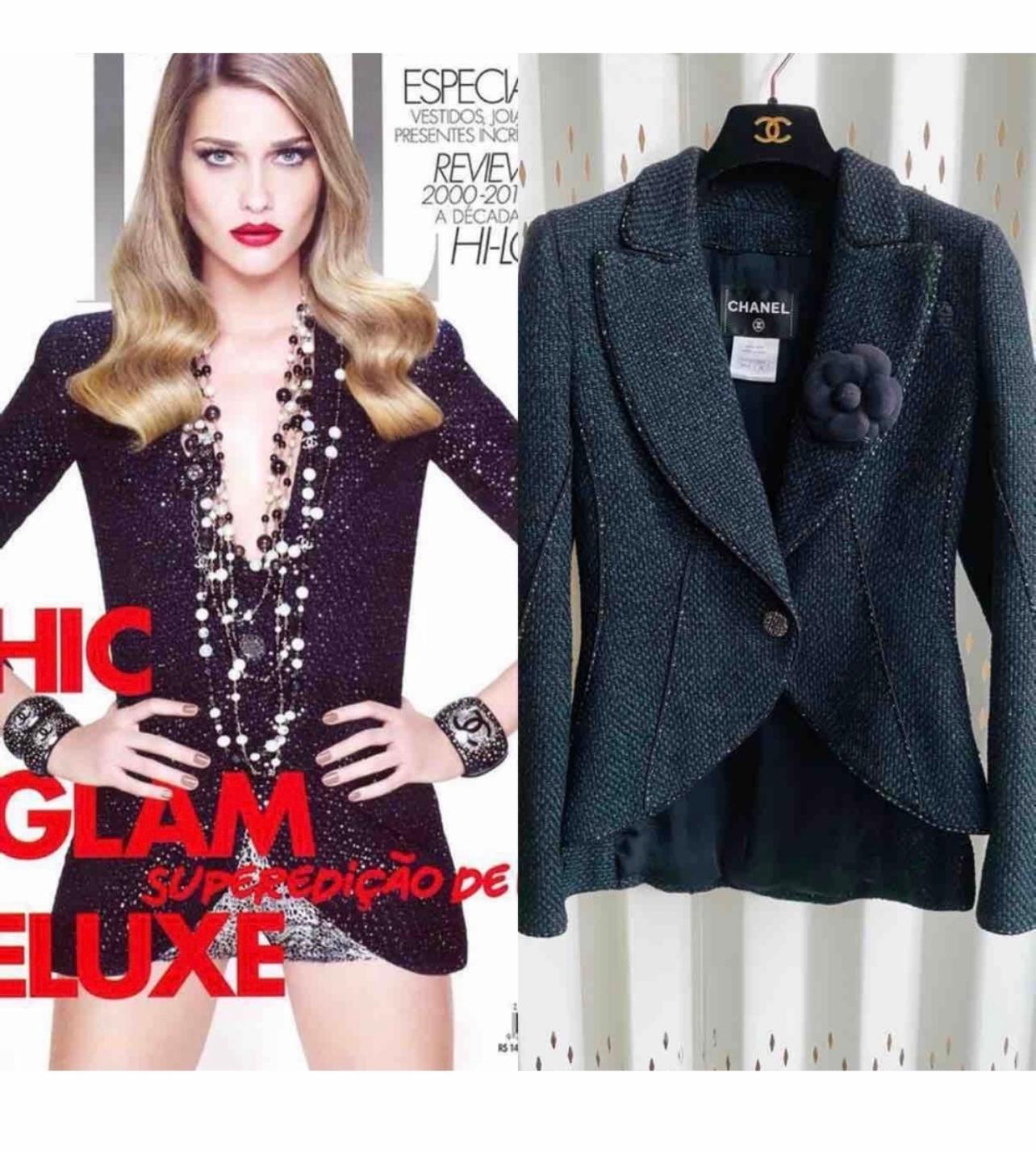 Nero Chanel Giacca in tweed Lesage nera e blu navy 38 FR in vendita