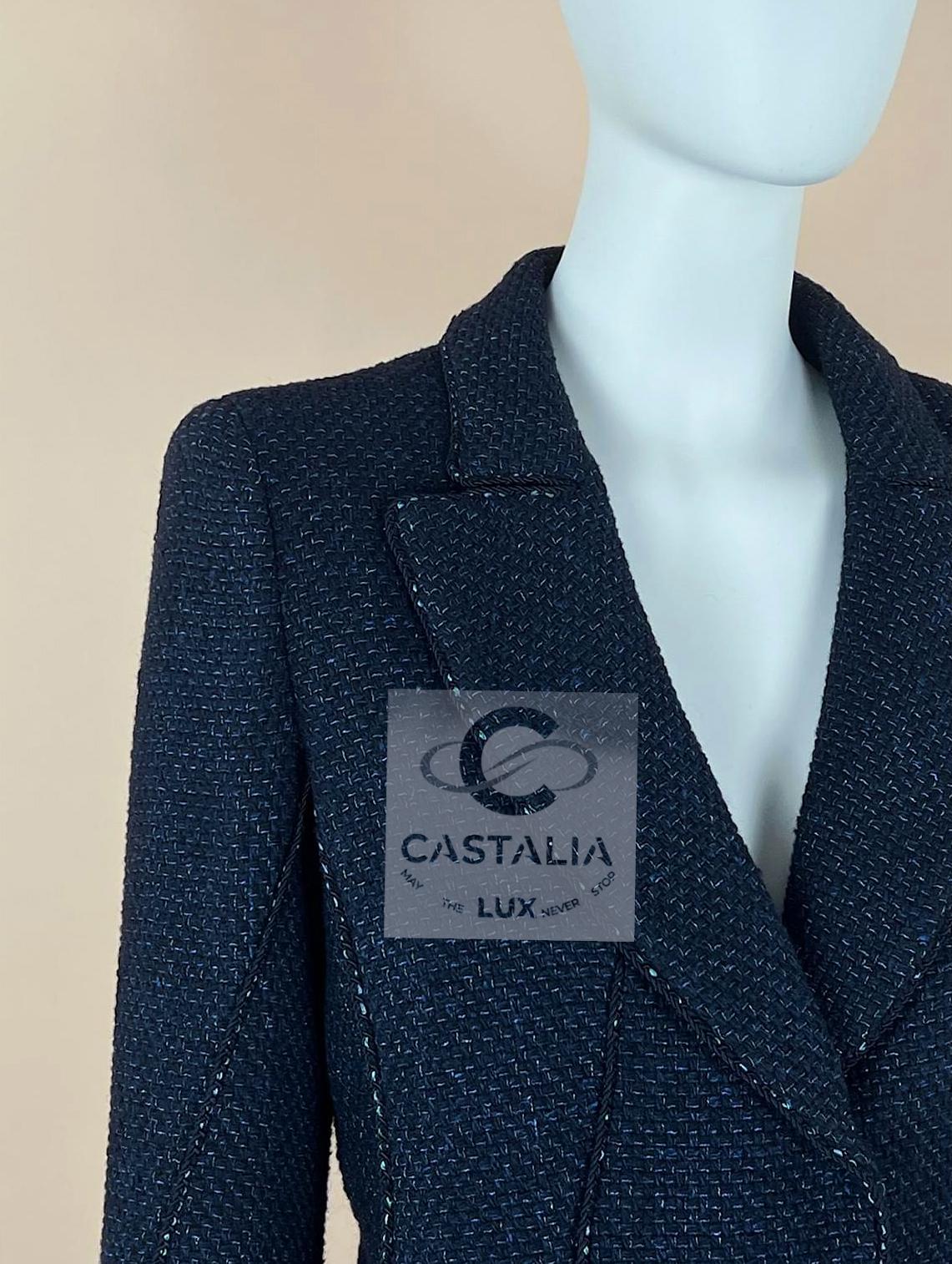 Chanel Giacca in tweed Lesage nera e blu navy 38 FR in vendita 2