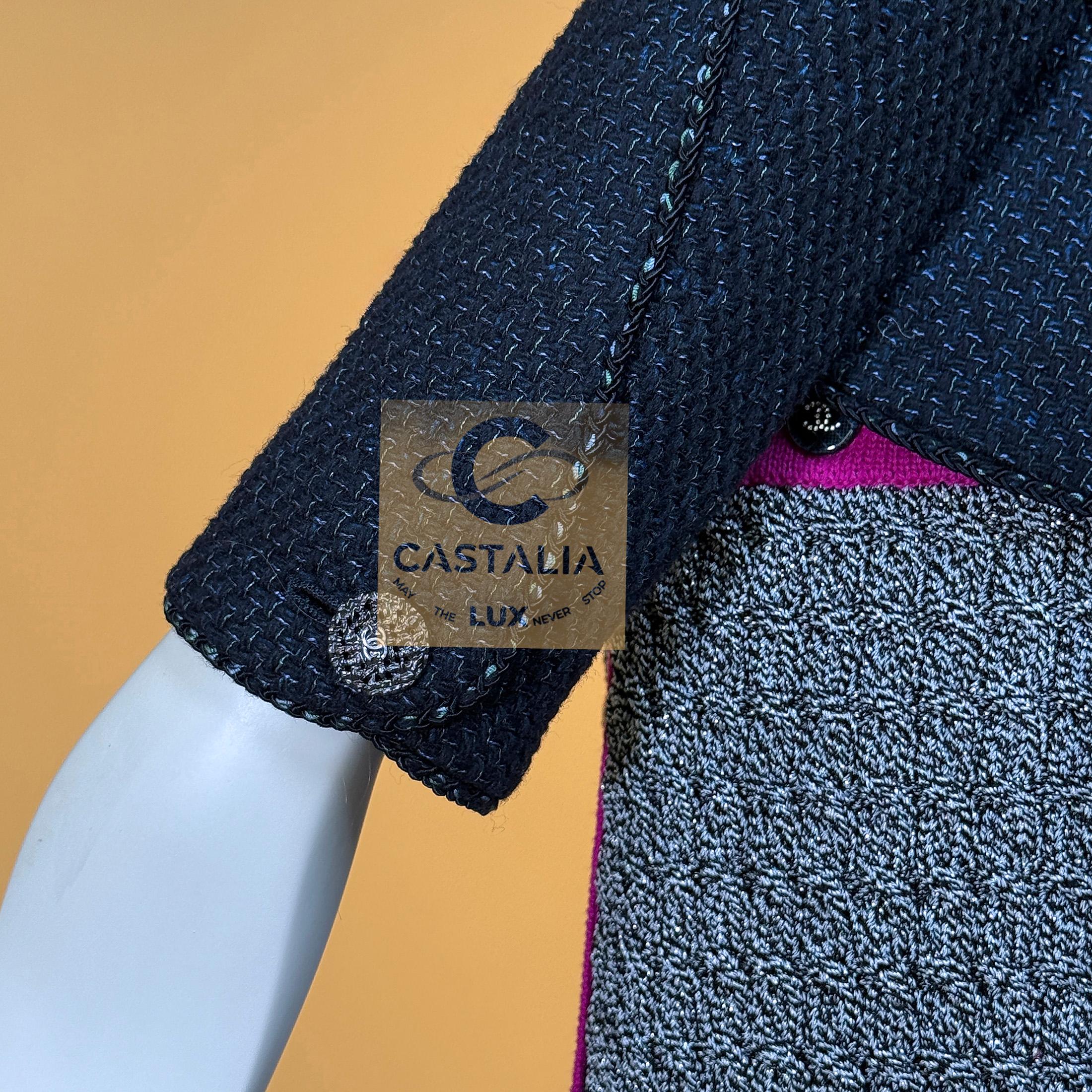 Chanel Giacca in tweed Lesage nera e blu, 38 FR in vendita 4