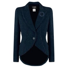 Chanel Navy & Black Shimmering Lesage Tweed Jacket 38 FR