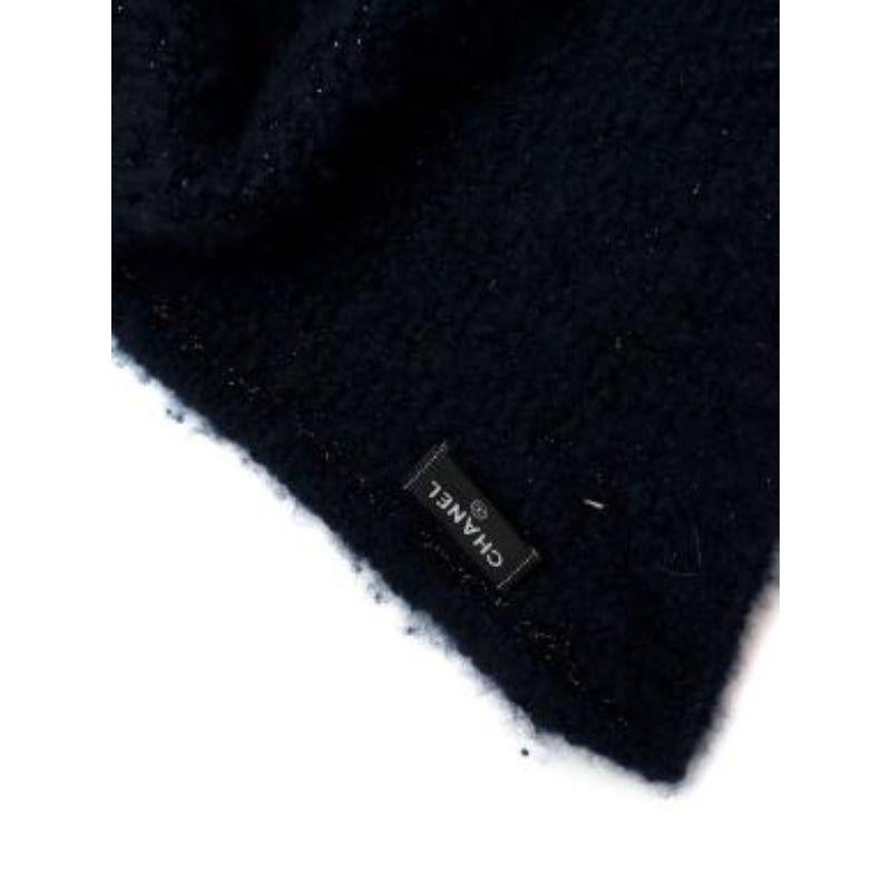 Chanel Navy & Black Sparkle Boucle Knit Scarf For Sale 5