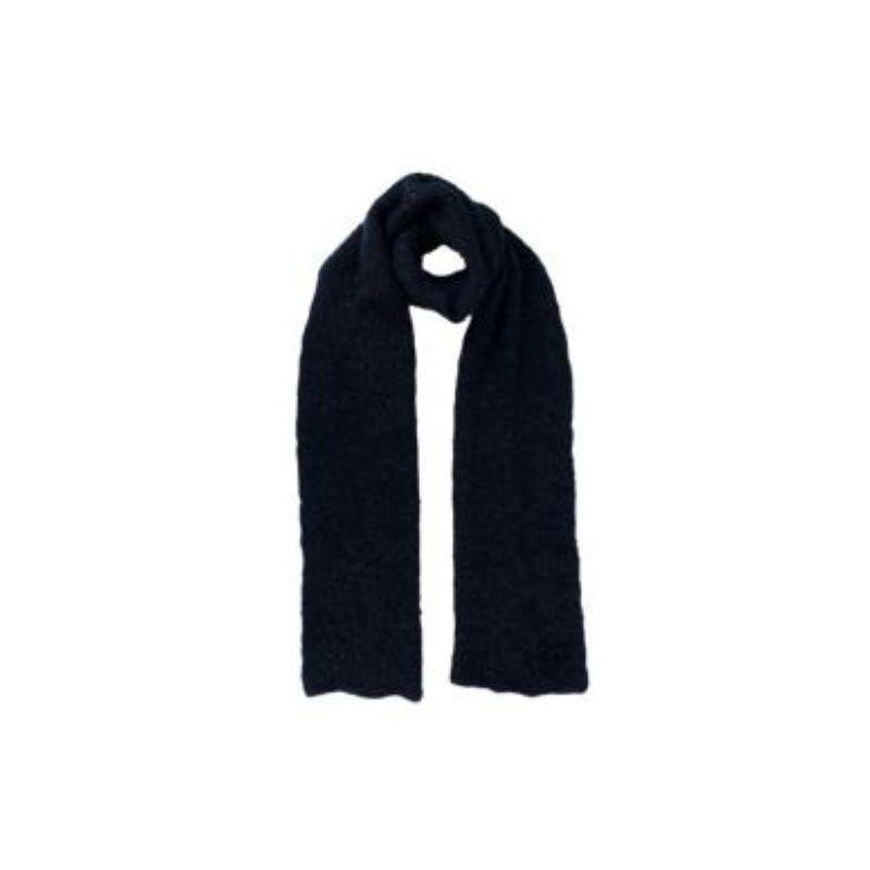 Chanel Navy and Black Sparkle Boucle Knit Scarf For Sale at 1stDibs