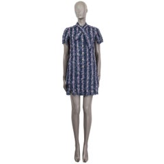 CHANEL navy blue 2010 10C BUTTONED PUSSY BOW TWEED Dress 38 S