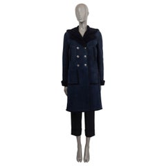 CHANEL navy blue 2018 18A HAMBURG SUEDE & SHEARLING Coat Jacket 38 S