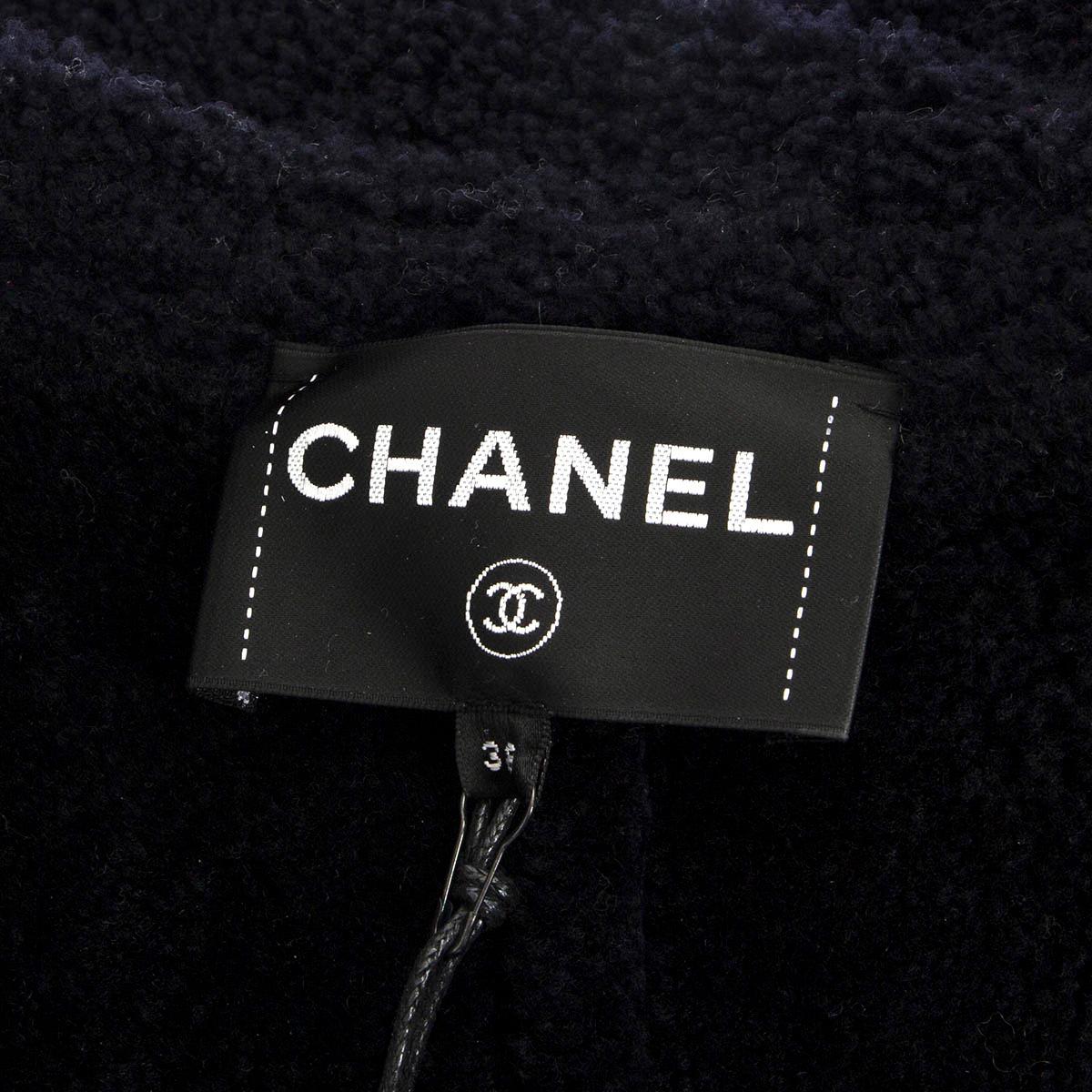 CHANEL navy blue 2018 18A HAMBURG SUEDE & SHEARLING Coat Jacket 38 S For Sale 4