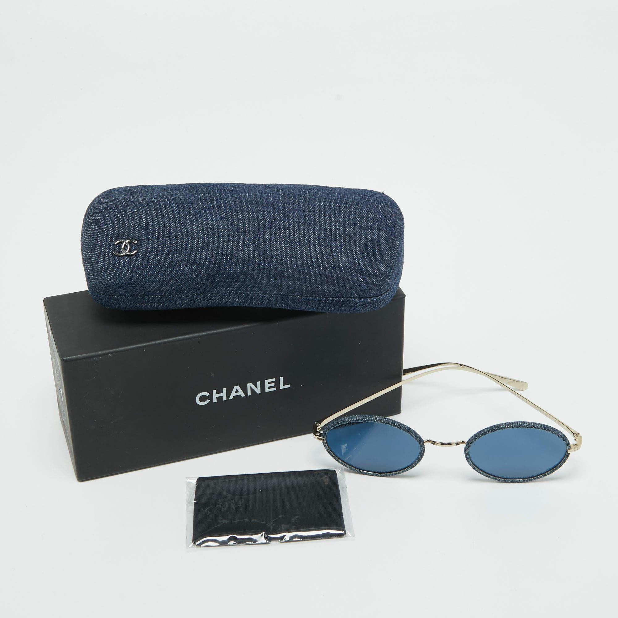 Women's Chanel Navy Blue 4248-J Denim Frame Oval Sunglasses
