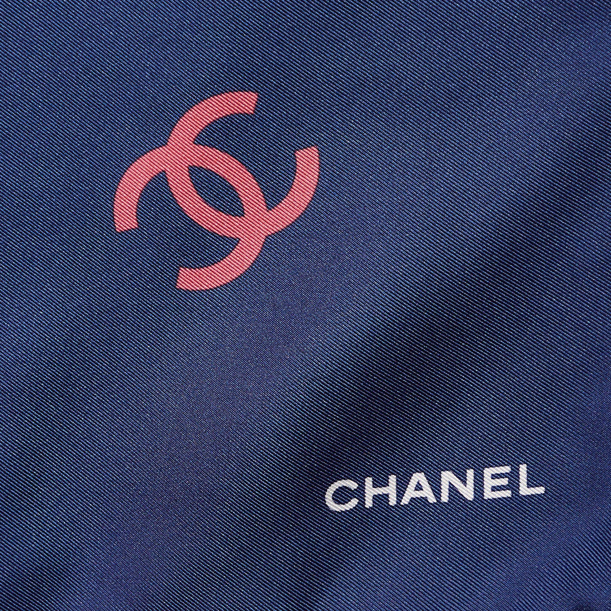 Women's Chanel Navy Blue All-over CC Print Silk Square Scarf