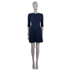 CHANEL navy blue alpaca & wool 2018 18B TEXTURED KNIT Dress 36 XS