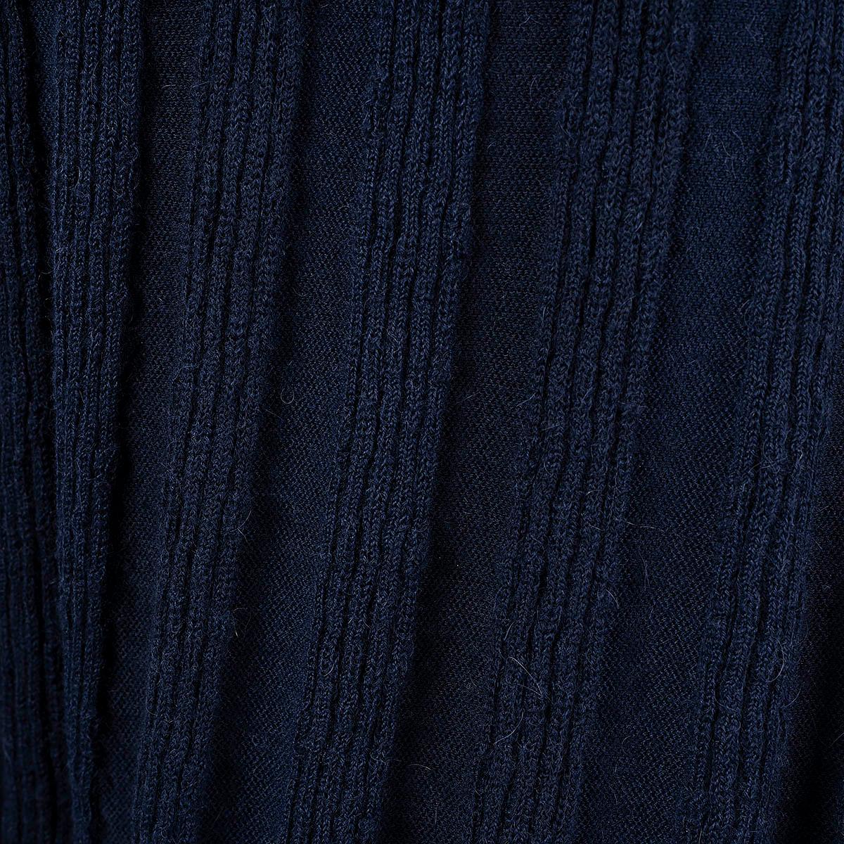 CHANEL navy blue alpaca & wool 2018 18B TEXTURED KNIT Dress 36 XS For Sale 4
