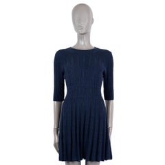 CHANEL marineblaues Kleid aus Alpaca und Wolle 2018 18B TEXTURED KNIT 36 XS