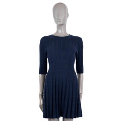 CHANEL navy blue alpaca & wool 2018 18B TEXTURED KNIT Dress 36 XS