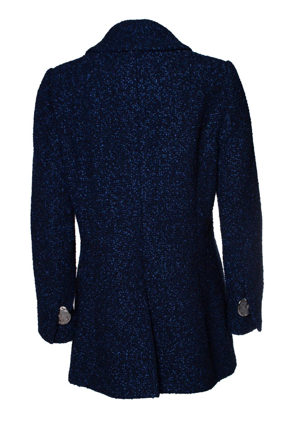 Chanel, Navy blue and black tweet jacket In Excellent Condition For Sale In AMSTERDAM, NL