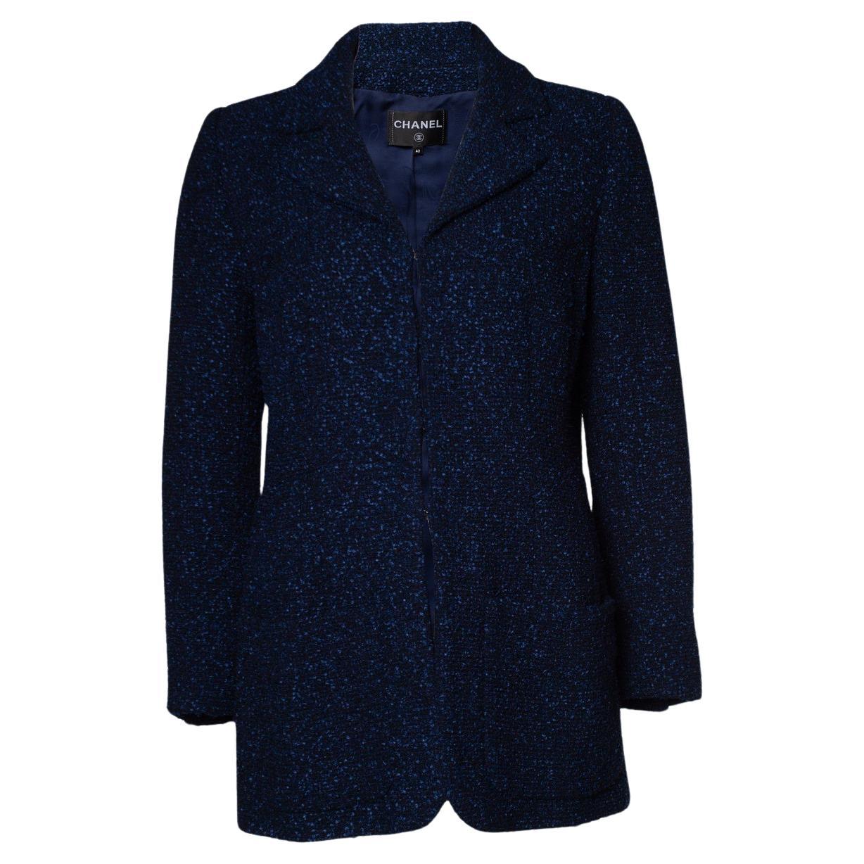 Chanel, Navy blue and black tweet jacket For Sale