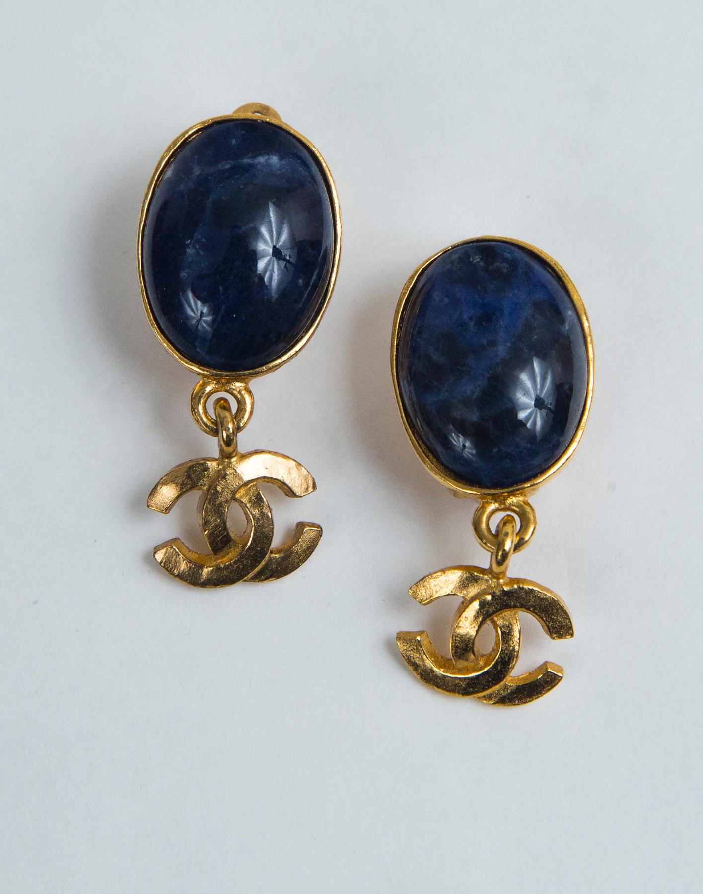 navy and gold earrings