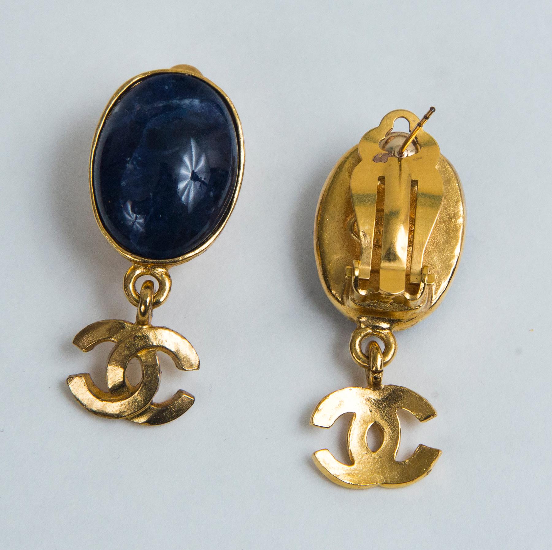 navy gold earrings