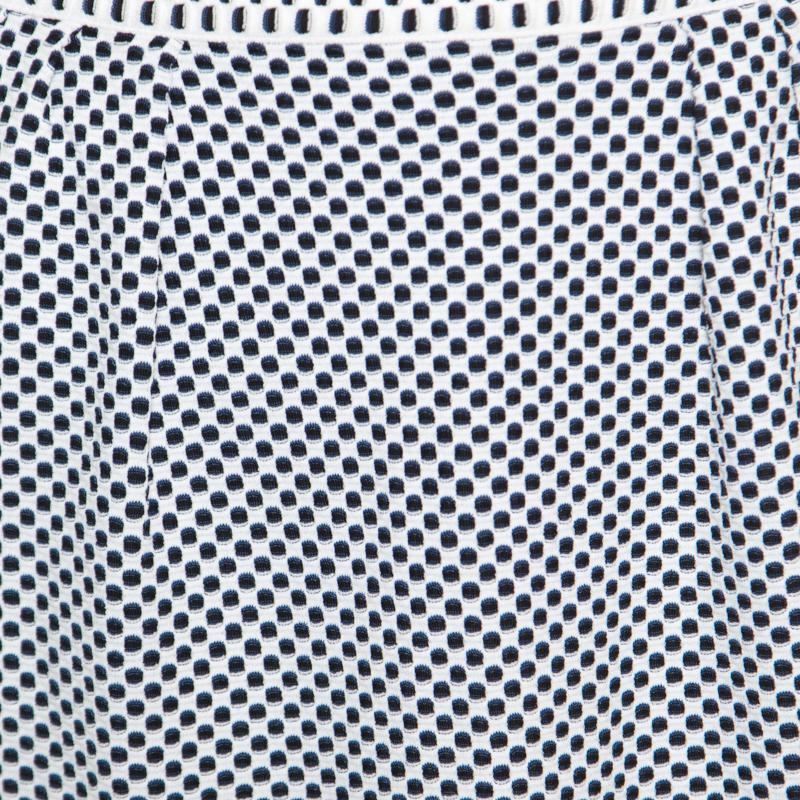 Gray Chanel Navy Blue and White Jacquard Knit Mini Skirt S