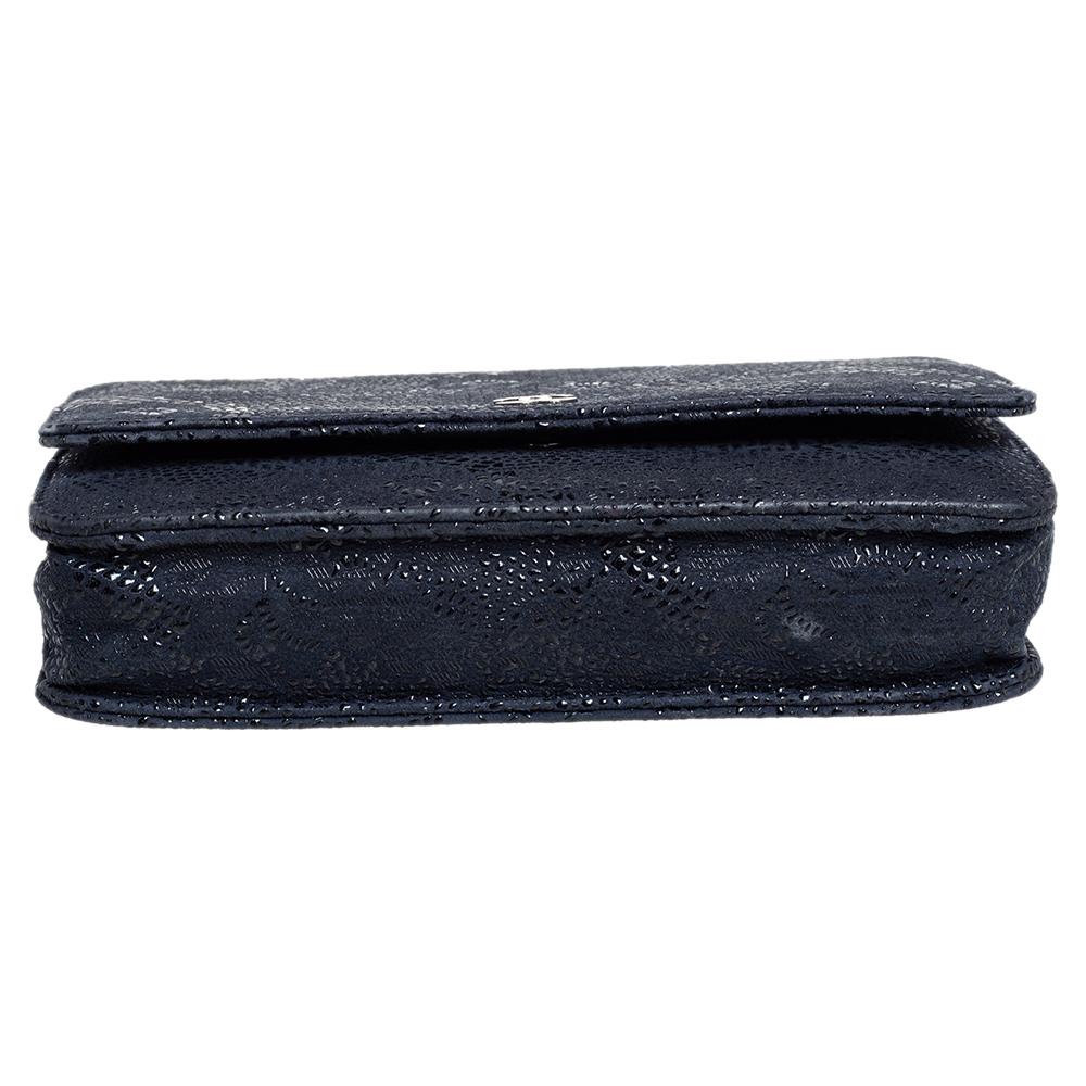 Chanel Navy Blue/Black Lace Overlay Suede Classic Wallet on Chain 1
