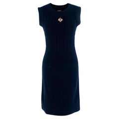 Chanel Navy Blue Cable Knit Sleeveless Dress