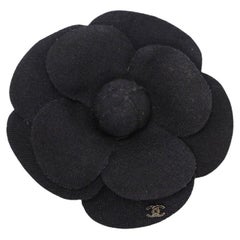 Chanel Navy Blue Camellia Brooch