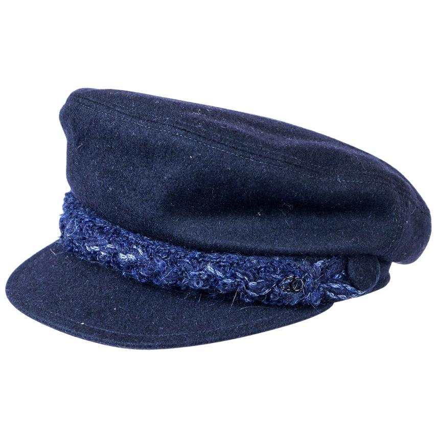 CHANEL Navy Blue Cap Size L