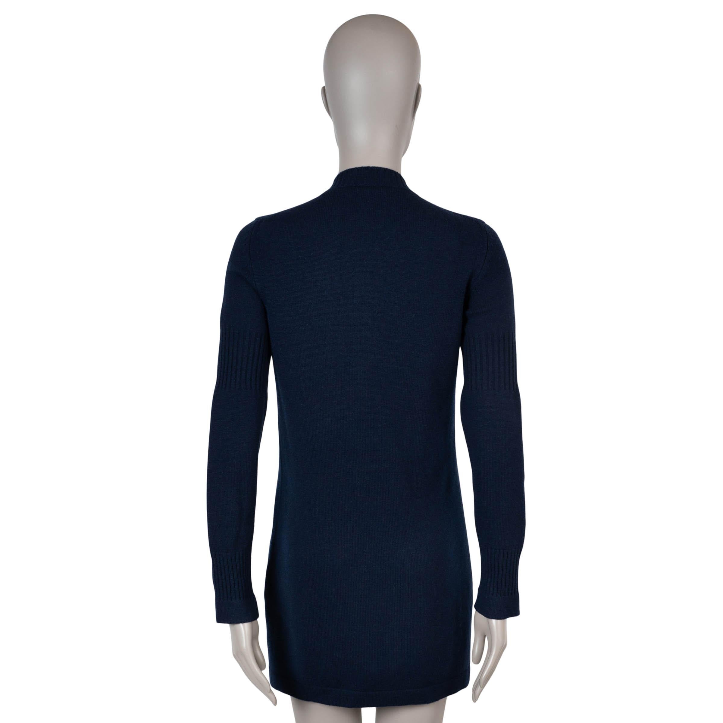 CHANEL azul marino cachemira 14B RIB-KNIT DETALLADO Cárdigan Jersey 36 XS Negro en venta