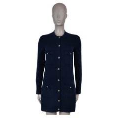 CHANEL azul marino cachemira 14B RIB-KNIT DETALLADO Cárdigan Jersey 36 XS
