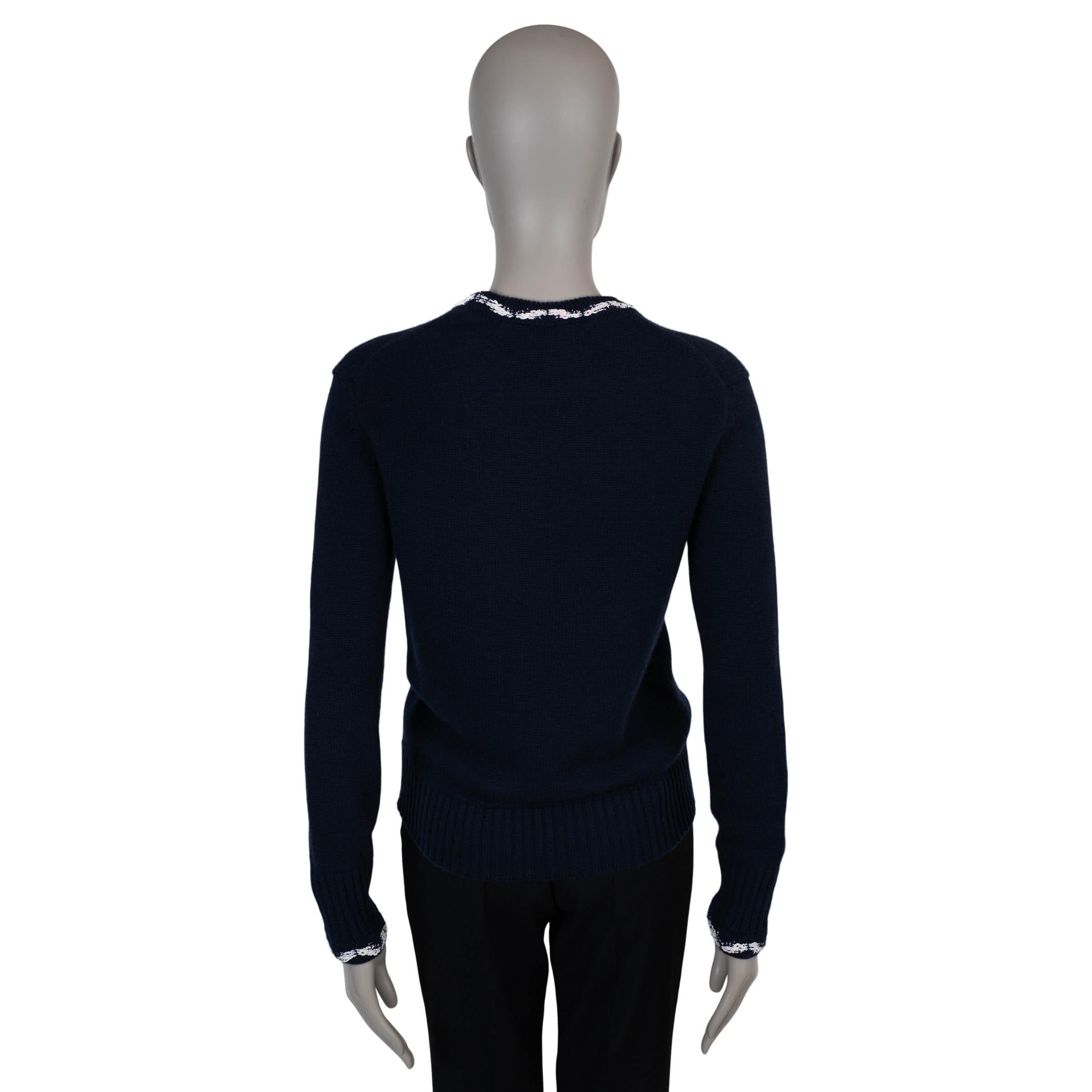 CHANEL azul marino cachemira 21P CC JACQUARD Jersey 34 XS Negro en venta