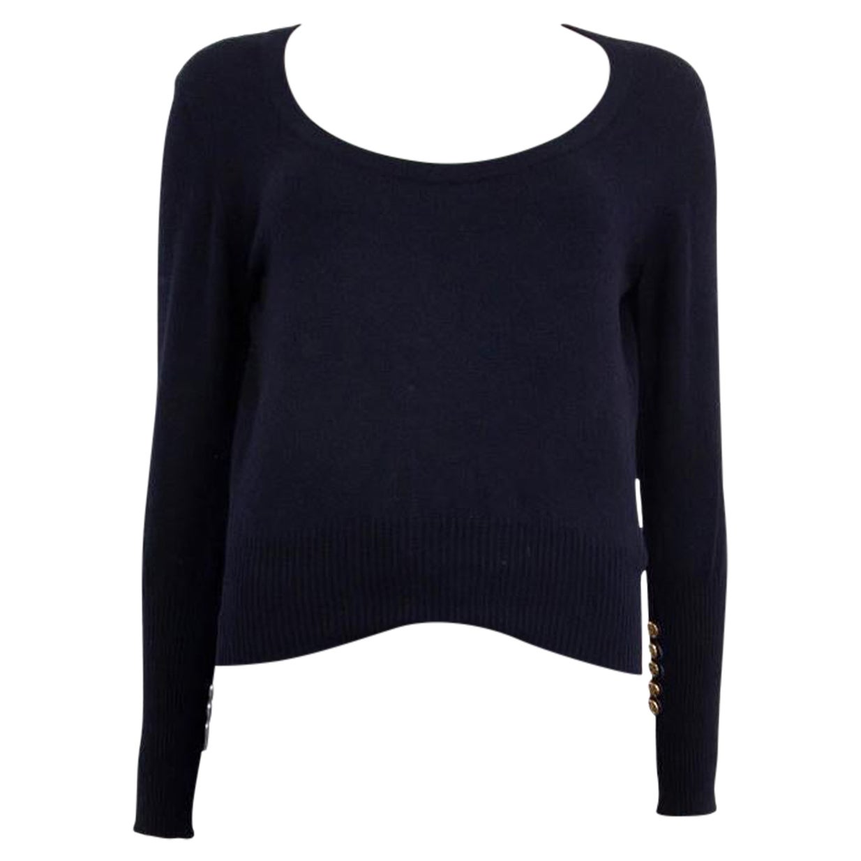 CHANEL marineblauer Kaschmirpullover mit Rundhalsausschnitt XS