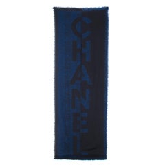 Chanel Navy & Blue Cashmere Scarf 